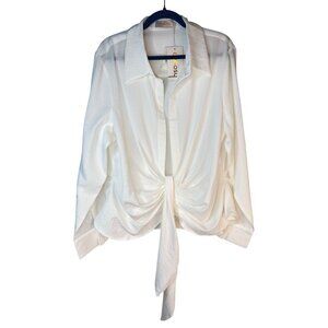 2/$30 Choosy Size 20 V-Neckline Tie-Front Blouse Polyester/Nylon/Rayon White NWT
